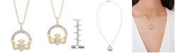 Macy's Diamond Claddagh 18" Pendant Necklace (1/10 ct. t.w.) in 14k Gold-Plated Sterling Silver